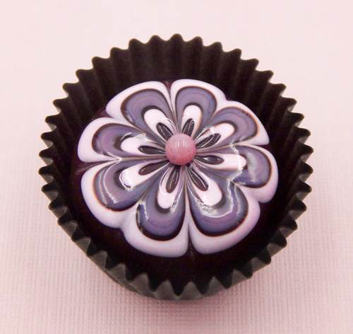 HG-040 Hulet Art Glass Chocolate, Raspberry & Strawberry Flower $44 at Hunter Wolff Gallery